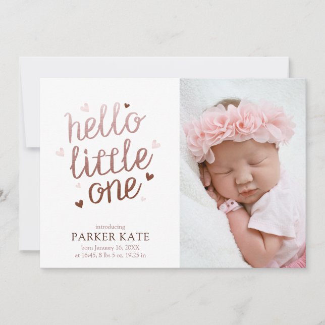 Hallo kleine Rose Gold Pink FotoCollage Ankündigung (Vorderseite)