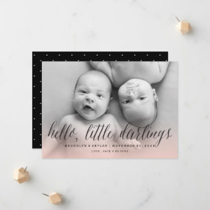 Hallo kleine Schatz Zwillinge Mädchen Chic Foto Ge Ankündigung