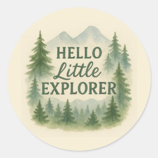 Hallo Kleiner Entdecker Wald Baby Shower Aufkleber