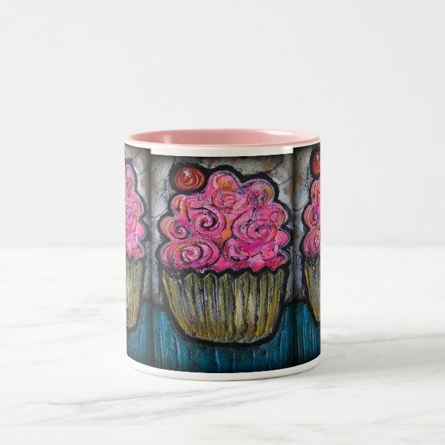 Hallo kleiner Kuchen Zweifarbige Tasse (Mittel)