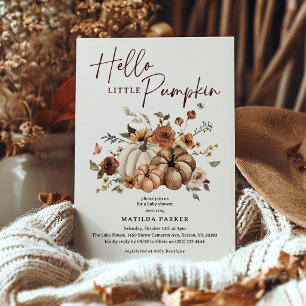 Hallo Kleiner Kürbis Herbst-Baby-Party Einladung
