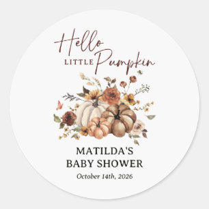 Hallo Kleiner Kürbis Herbst-Baby-Party Runder Aufkleber