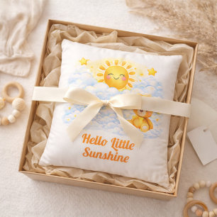 Hallo kleiner Sonnenschein süßes Baby Himmelblau Kissen