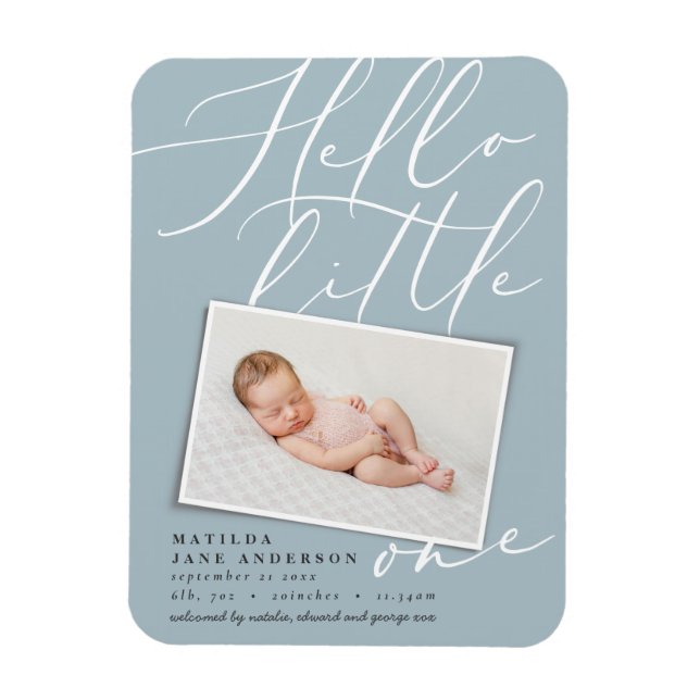 Hallo kleines, elegantes modernes Foto Magnet (Vertikal)
