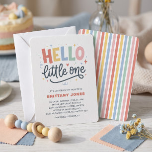 Hallo Kleines Farbige Babyparty Einladung