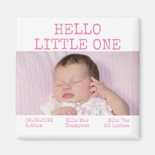 Hallo Kleines Foto Name Date Baby Girl Magnet