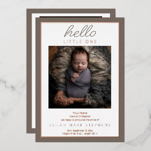 Hallo Kleines Zwei-Foto-Baby-Geburtsanzeige  Folieneinladung