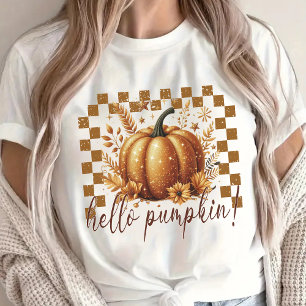 Hallo Kürbis Glitzer Shirt, Gemütliches Herbst Shi T-Shirt
