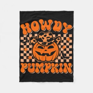 Hallo Kürbis Groovy Western Halloween Vintage Stab Fleecedecke