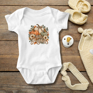 Hallo Kürbis Herbst Floral Coquette Schleife Kürbi Baby Strampler