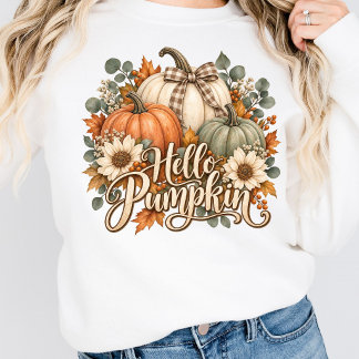 Hallo Kürbis Herbst Floral Coquette Schleife Kürbi Sweatshirt