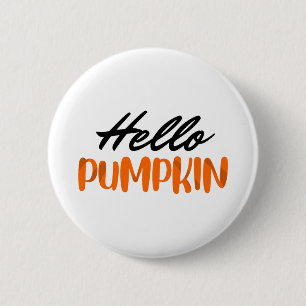 Hallo Kürbis Herbstsaison Herbst Button