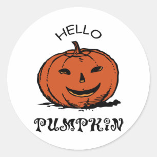 Hallo Kürbis Jack-o-Laterne Illustration, Schwarz Runder Aufkleber