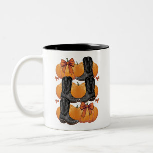Hallo Kürbis Western Herbst Coquette Schleife Cowg Zweifarbige Tasse