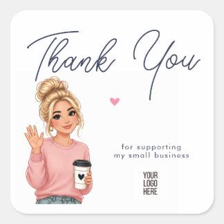 Hallo Lady Round Danke Sticker | Hübsche Frau