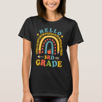 Hallo Lehrer der dritten Klasse Leopard Regenbogen T-Shirt