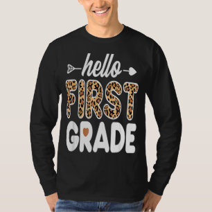 Hallo Leopard Print First Grade Lehrer T-Shirt