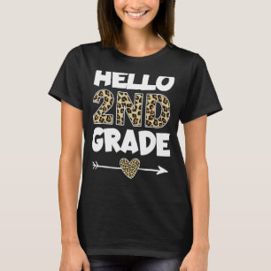 Hallo Leopard Print Second Grade Lehrer T-Shirt