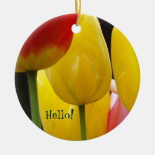 Hallo ! Liebe Freunde! Hängende Ziergeschenke Gelb Keramikornament