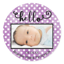 Hallo lila Punkte/Foto - Circle Sticker