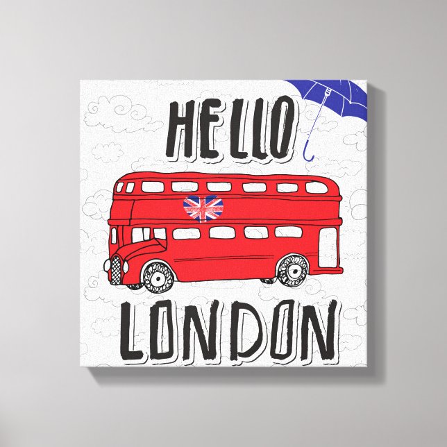 Hallo London | Handzeichen mit Schirm Leinwanddruck (Vorderseite)