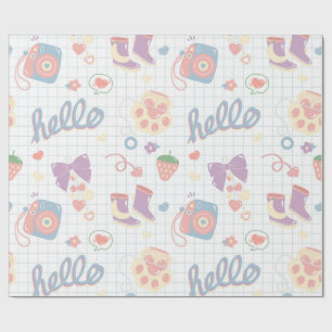 Hallo! Mädchen-Dinge-Muster Geschenkpapier