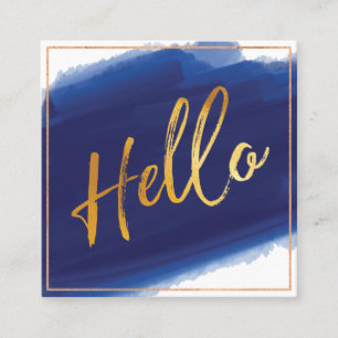 Hallo Marine-Aquarell-Bürsten-Anschlag des Quadratische Visitenkarte