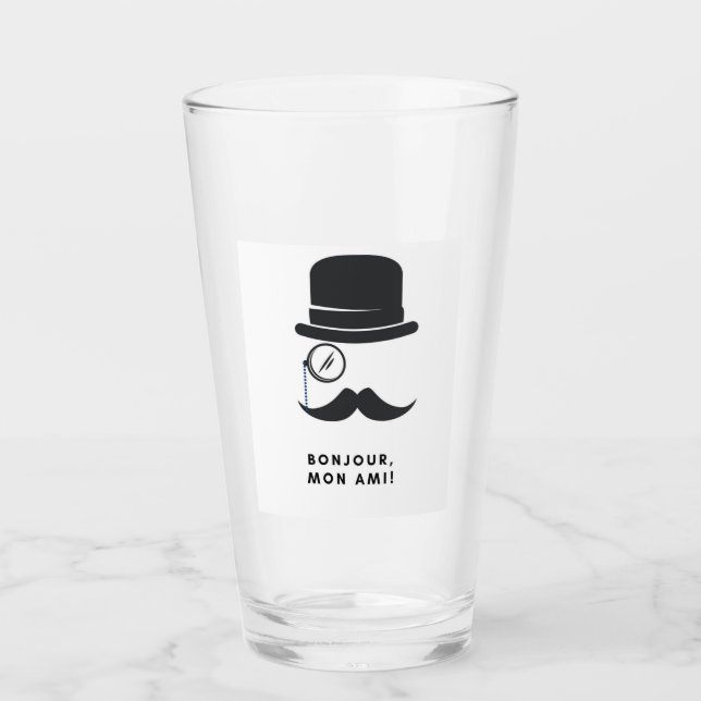 Hallo, mein Freund!  Bonjour, Mamma!!! Glas (Vorderseite)