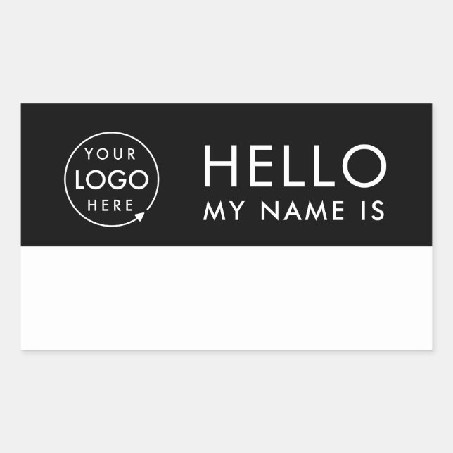 Hallo, mein Name ist | Benutzerdefiniertes Logo Mo Rechteckiger Aufkleber (Vorderseite)