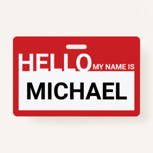 "Hallo, mein Name ist!" Blank Modern Red Ausweis