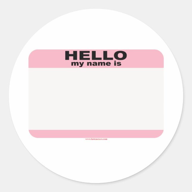 Hallo, mein Name ist BLANK PINK copy Runder Aufkleber (Vorderseite)