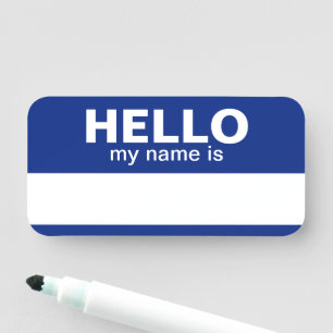 Hallo, mein Name ist - Blau - Employee Dry Erase Namensschild