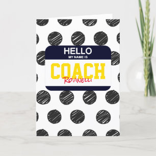 Hallo mein Name ist COACH Nametag Dots DANKYOU Spo Feiertagskarte