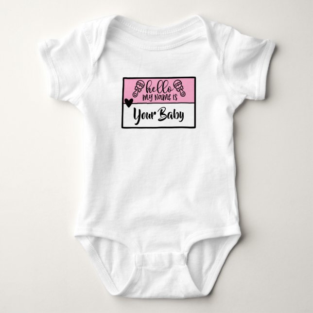 Hallo Mein Name ist "custom baby name". Baby Strampler (Vorderseite)