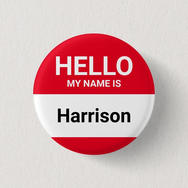 Hallo, mein Name ist der rote individuelle Name Button (Vorderseite)