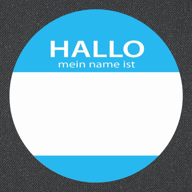 Hallo Mein Name Ist Deutscher Hallo-Namensschild Runder Aufkleber (Von Creator hochgeladen)