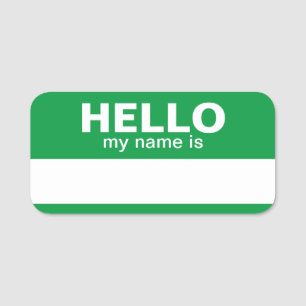 Hallo, mein Name ist - Grün - Kontaktinformationen Namensschild