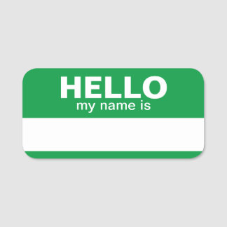 Hallo, mein Name ist - Grün - Kontaktinformationen Namensschild