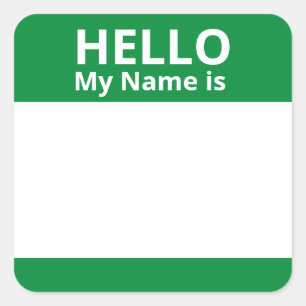 Hallo Mein Name ist Grün und Weiß Name Aufkleber