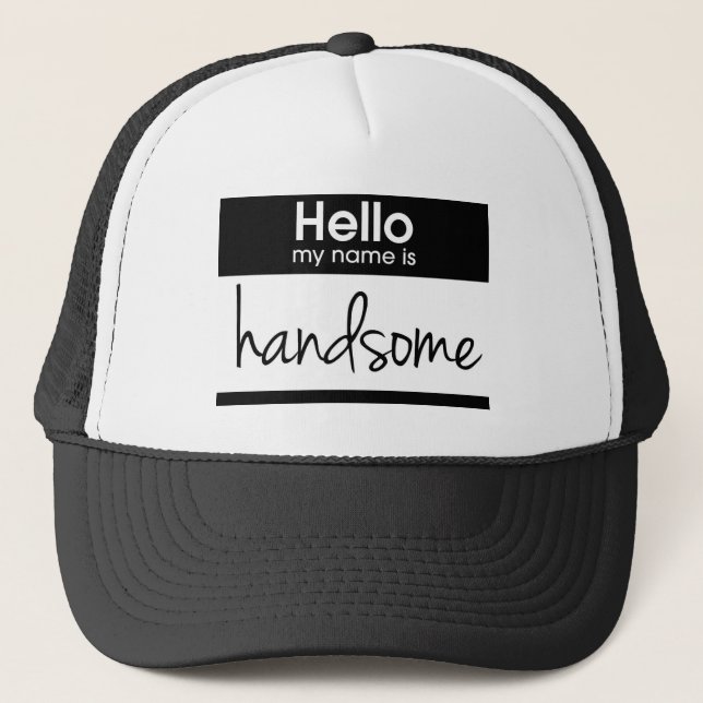 "Hallo, mein Name ist gut!" Black Trucker Hat Truckerkappe (Vorderseite)