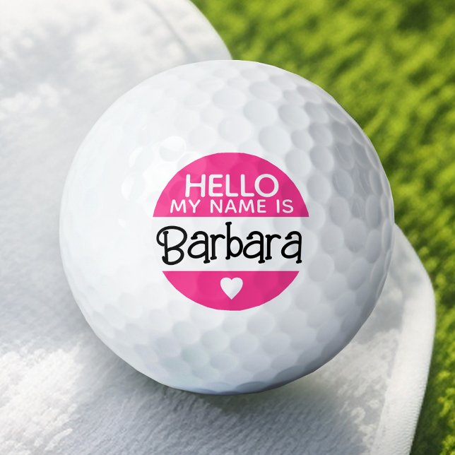 Hallo, mein Name ist - Hot Pink - Niedlicher Name Golfball (Add Your Name to this Personalized Golf Ball)