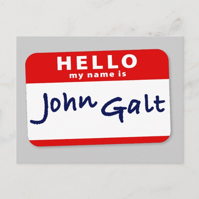 Hallo Mein Name ist John Galt Postkarte (Vorderseite)