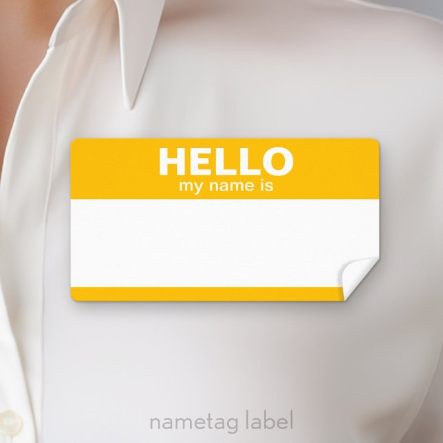 Hallo, mein Name ist - klassisch goldgelb (Hello my name is Label)