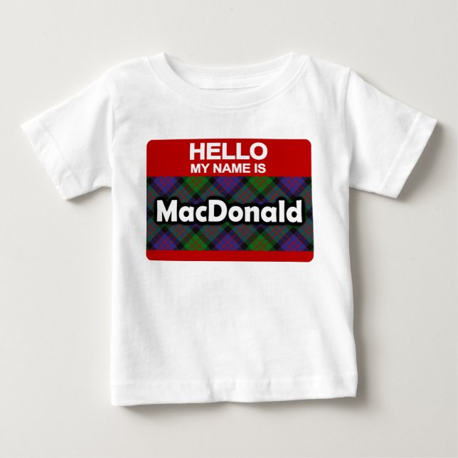 Hallo Mein Name ist MacDonald Scottish Clan Tartan Baby T-shirt (Vorderseite)