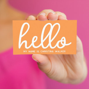 Hallo mein Name ist Mandarine Orange White Minimal Visitenkarte