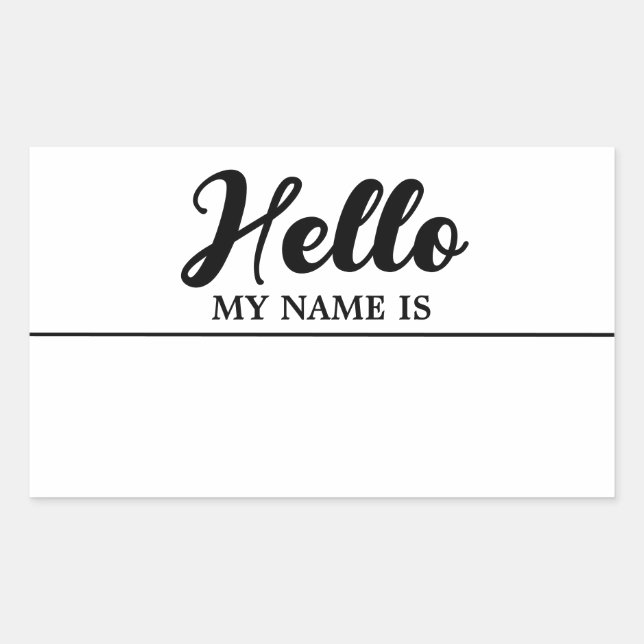 Hallo, mein Name ist modern Minimalistisch Rechteckiger Aufkleber (Vorderseite)