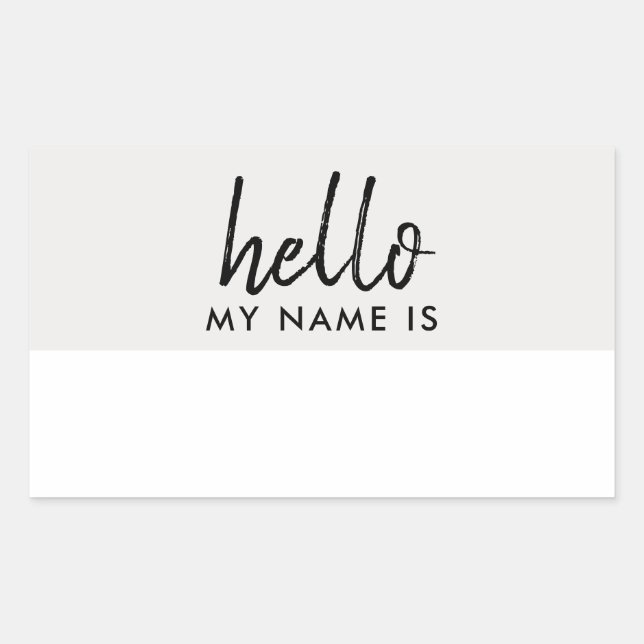 Hallo, mein Name ist | Modernes Minimalistisches S Rechteckiger Aufkleber (Vorderseite)