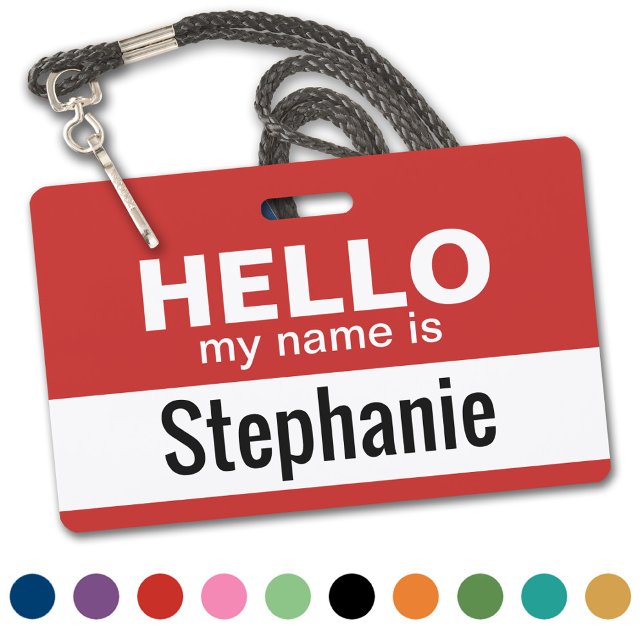 Hallo, mein Name ist - personalisiert Ausweis (Classic - Hello My Name Is - Plastic ID Badge. Available in Several Colors)