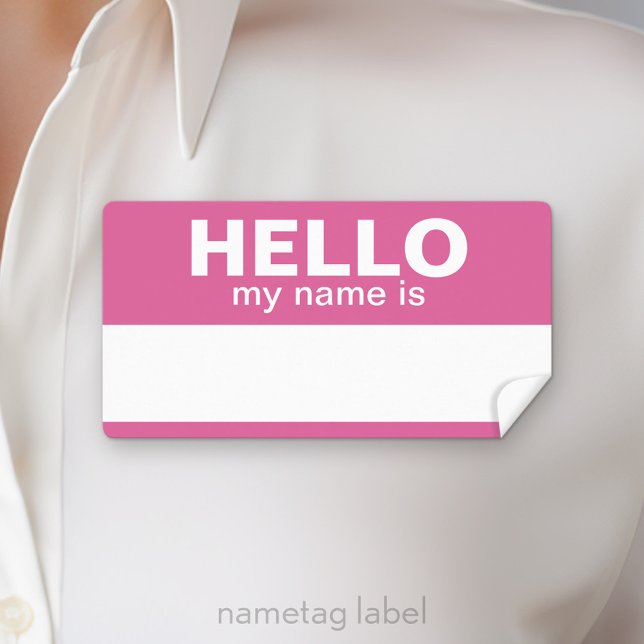 Hallo, mein Name ist - Pink - Bereich für Mitarbei (Hello Nametag Label)