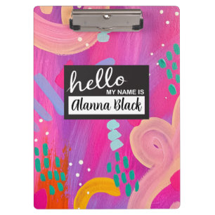 Hallo, mein Name ist Pink Girl Abstrakte Ästhetik Klemmbrett